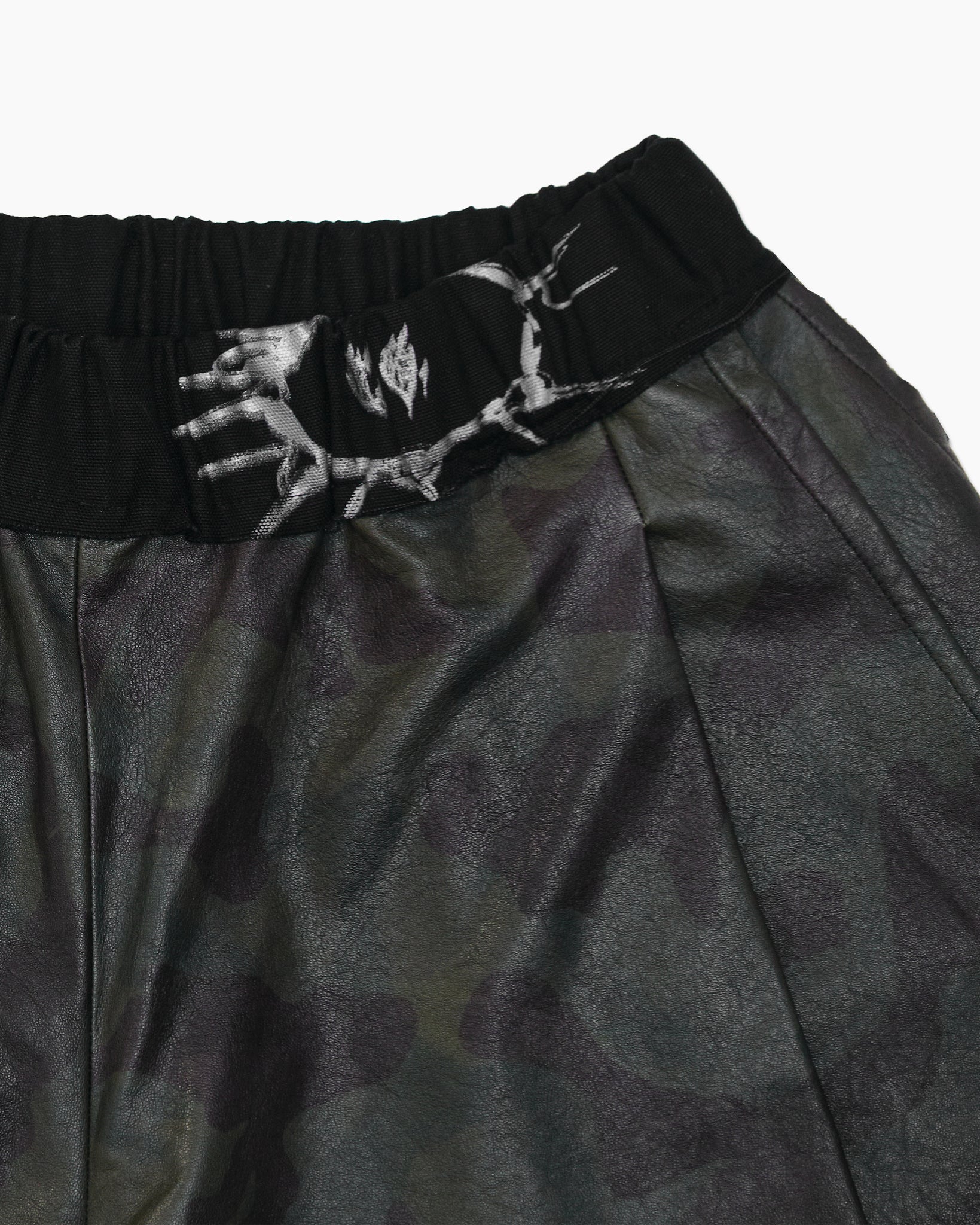 Split Camo Leather Shorts