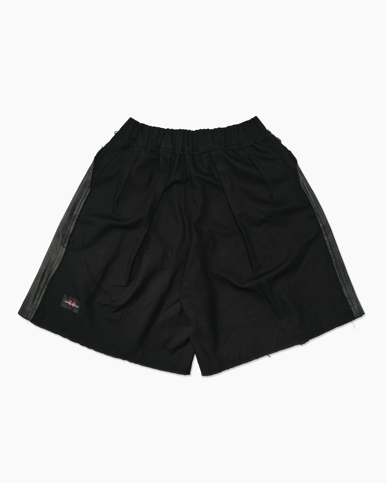Split Camo Leather Shorts