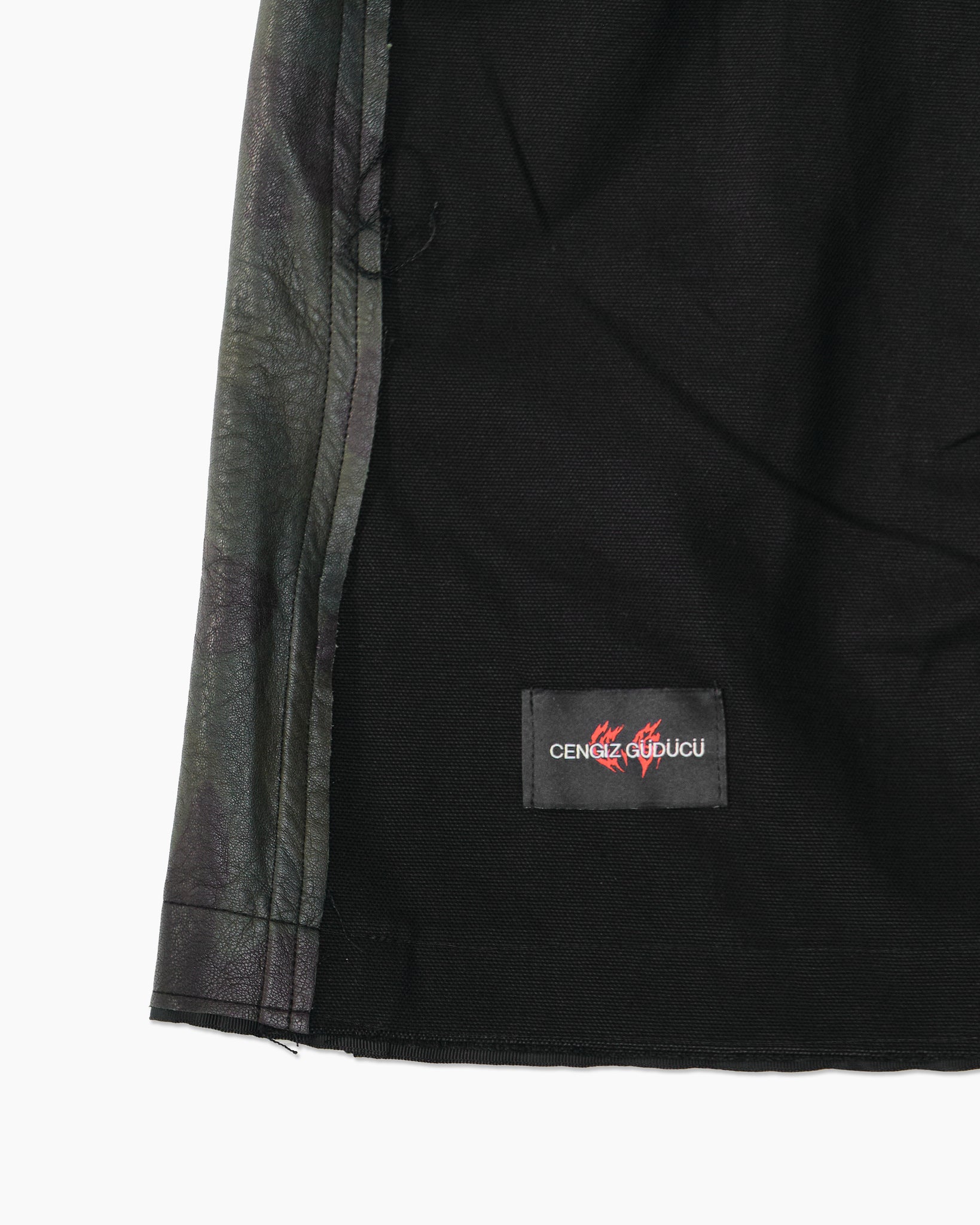 Split Camo Leather Shorts