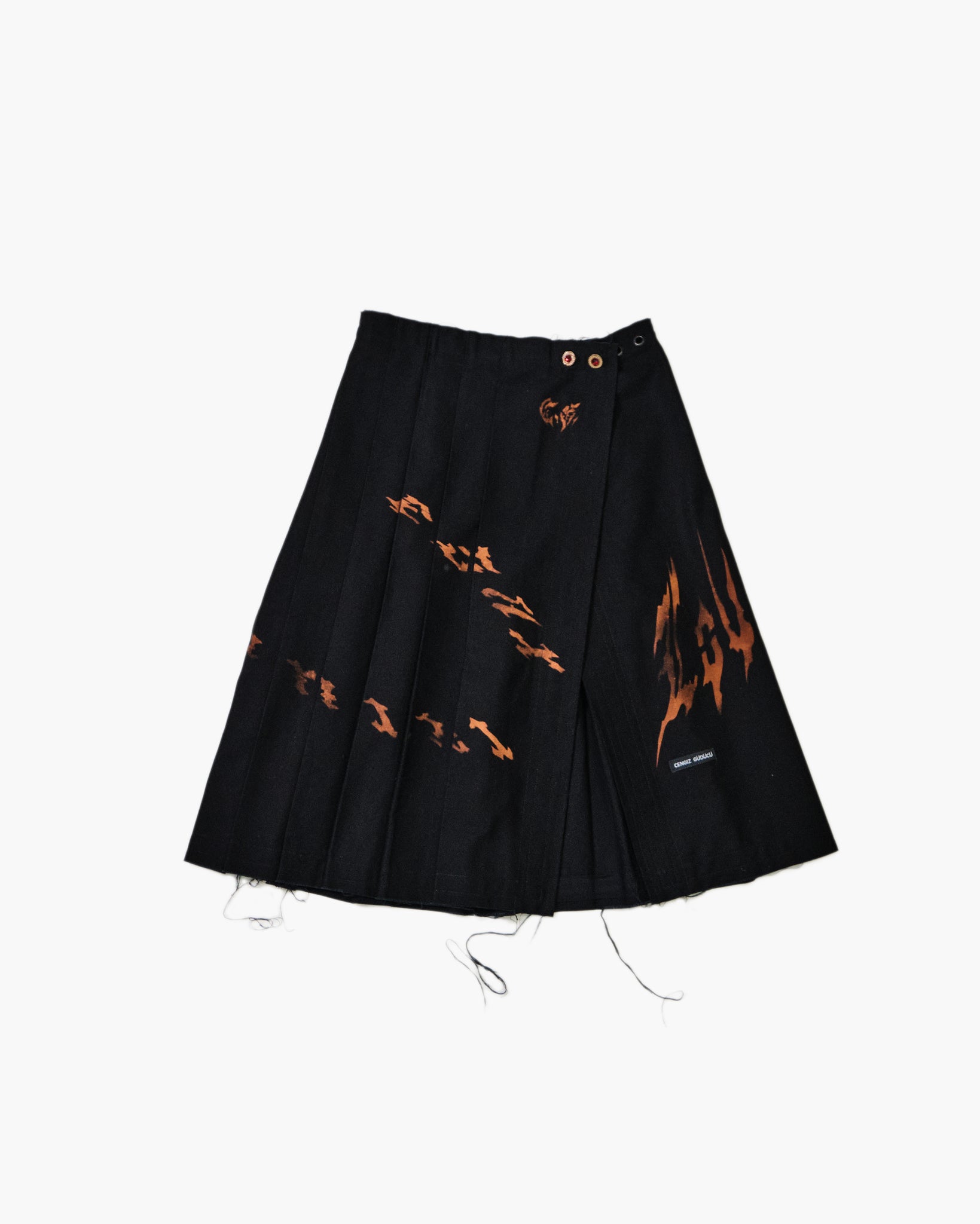 Black Zero Waste Pleated Cotton Canvas Skirt/Kilt